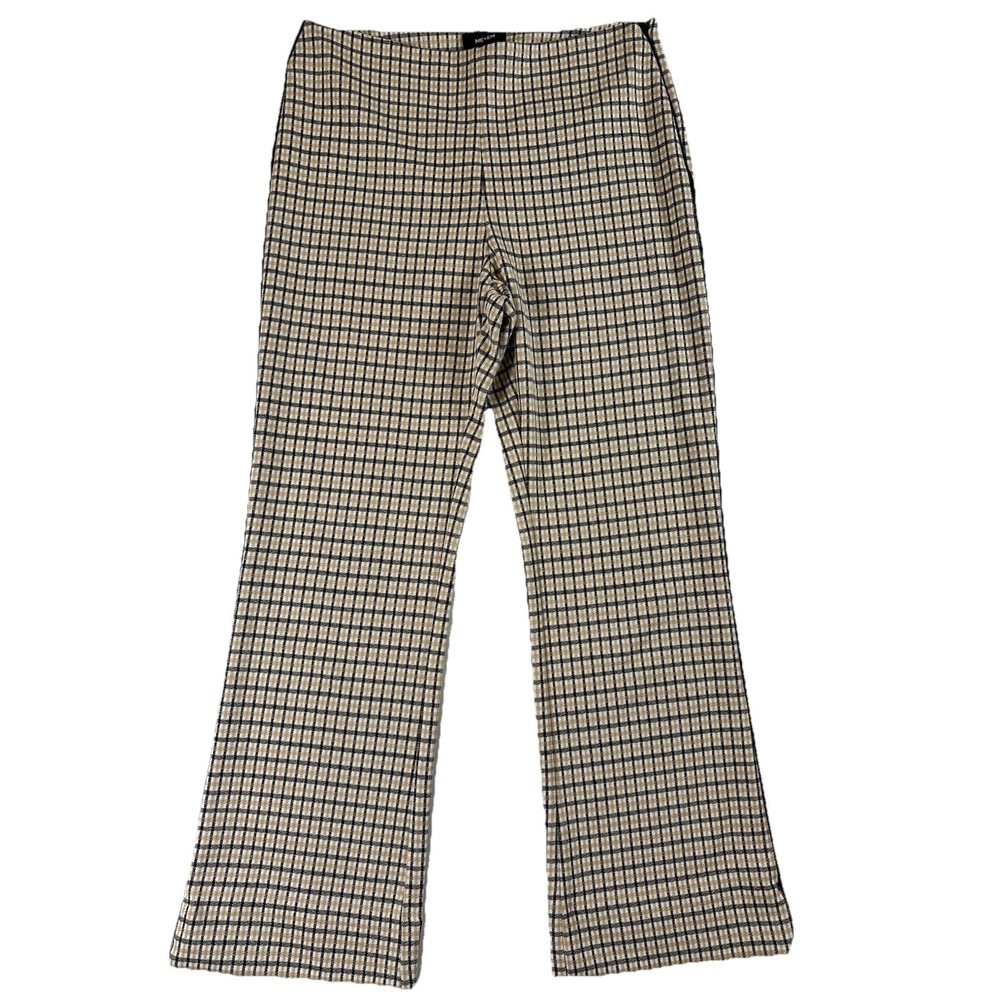 ME+EM‎ Plaid Flared Pants Women Size US 6 Beige Black Tan Trousers EUC